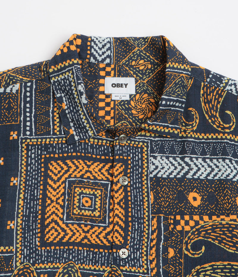 Obey Archie Short Sleeve Shirt in Navy Multi