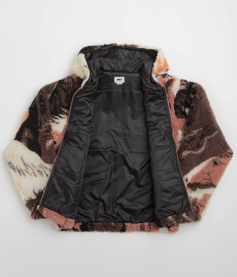 Obey Horses Sherpa Jacket in Brown Multi