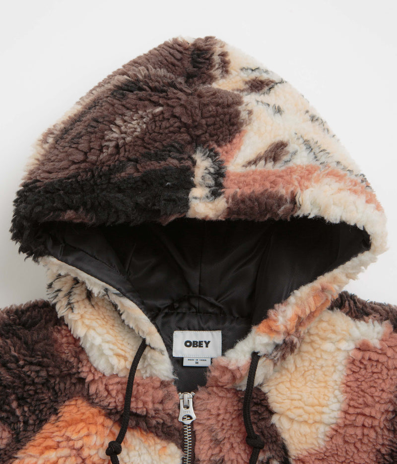Obey Horses Sherpa Jacket in Brown Multi