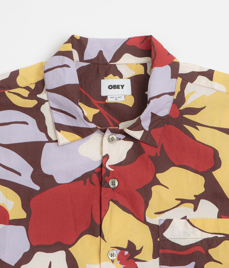 Obey Maxwell Short Sleeve Shirt in Chocolate Multi
