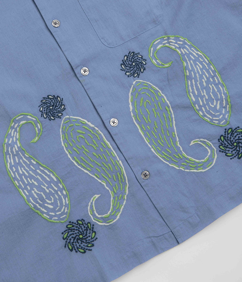 Obey Quentin Short Sleeve Shirt in Colony Blue Multi