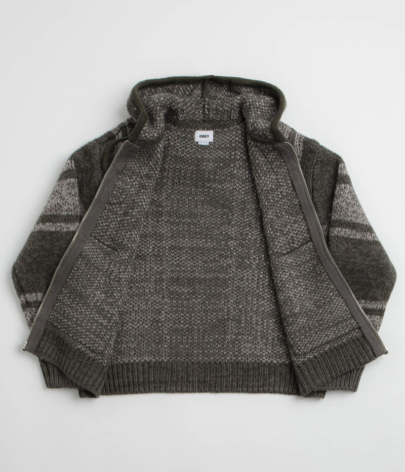 Obey Zip Up Baja Hoodie in Leaf Multi