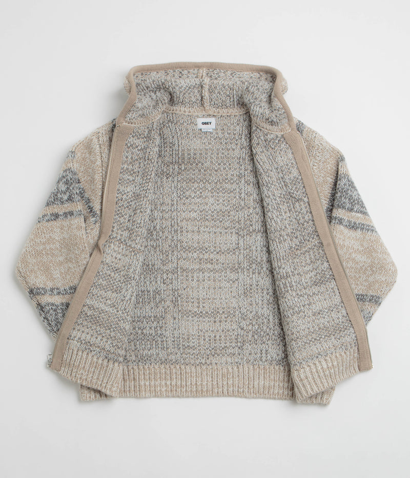 Obey Zip Up Baja Hoodie in Natural Multi