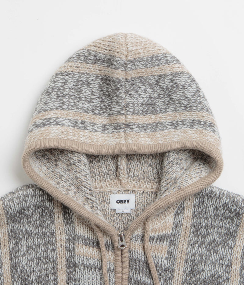 Obey Zip Up Baja Hoodie in Natural Multi