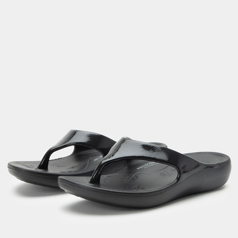 Ode Black Gloss Sandal | Alegria Shoes