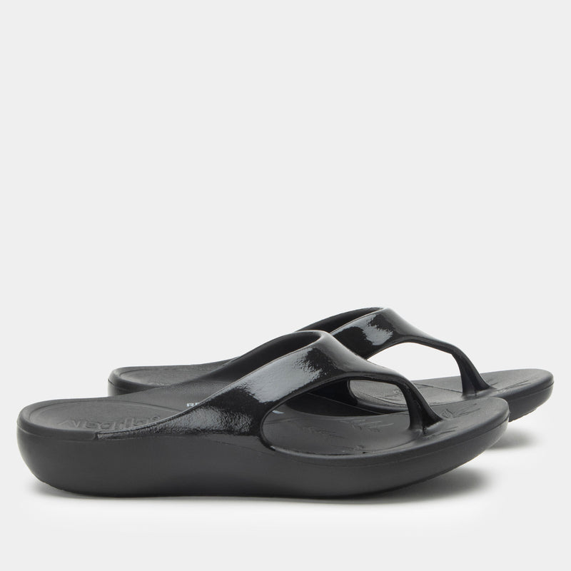 Ode Black Gloss Sandal | Alegria Shoes
