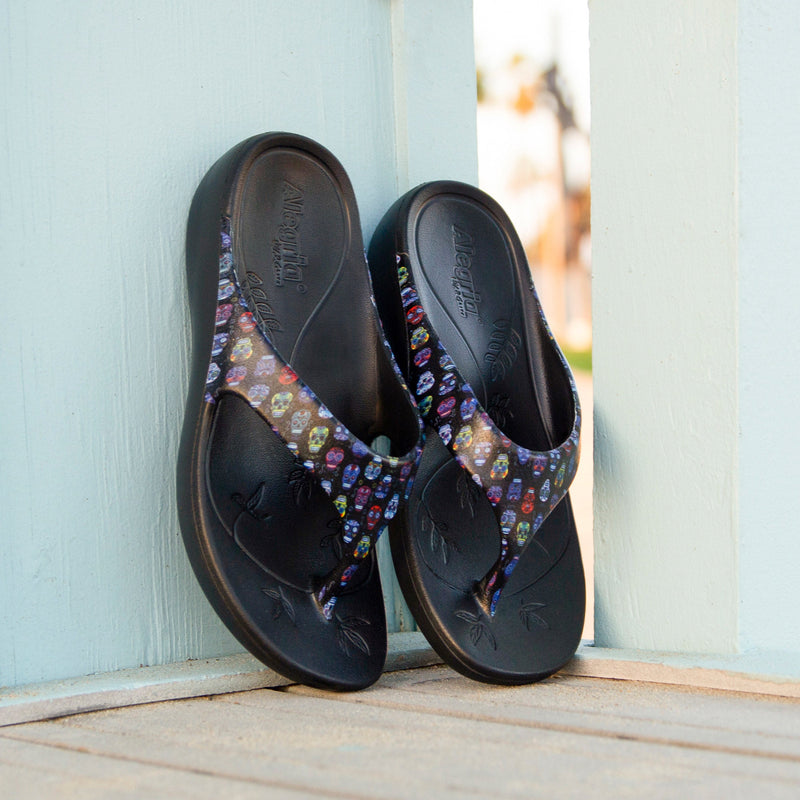 Ode Sugar Skulls EVA flip-flop sandal on recovery rocker outsole - ODE-484_S2