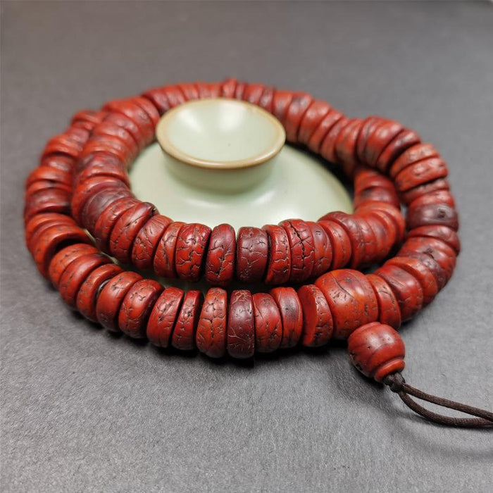 Old Bodhi Seed Mala 0.55" - Tibetan Buddhist mala beads, view 4