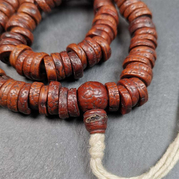 Old Bodhi Seed Mala 0.55" - Tibetan Buddhist mala beads, view 5