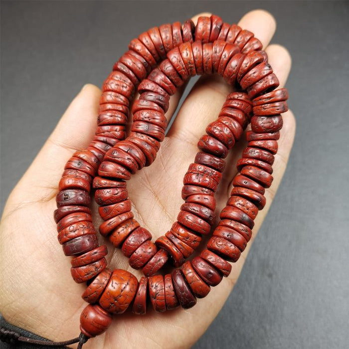 Old Bodhi Seed Mala 0.55" - Tibetan Buddhist mala beads, view 5