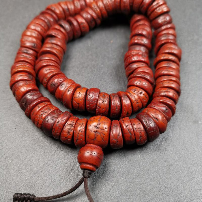 Old Bodhi Seed Mala 0.55" - Tibetan Buddhist mala beads, view 6