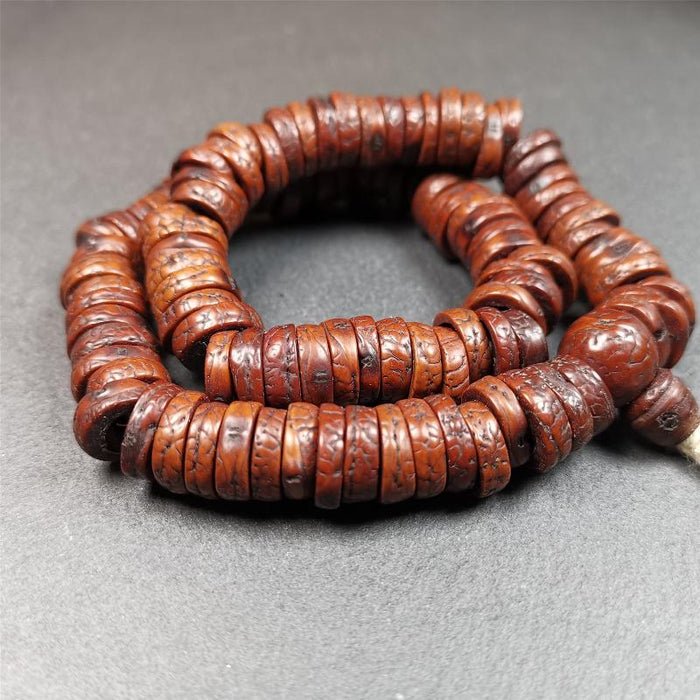 Old Bodhi Seed Mala 0.55" - Tibetan Buddhist mala beads, view 7