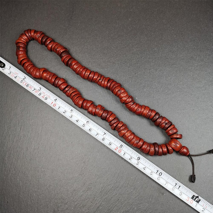 Old Bodhi Seed Mala 0.55" - Tibetan Buddhist mala beads, view 8
