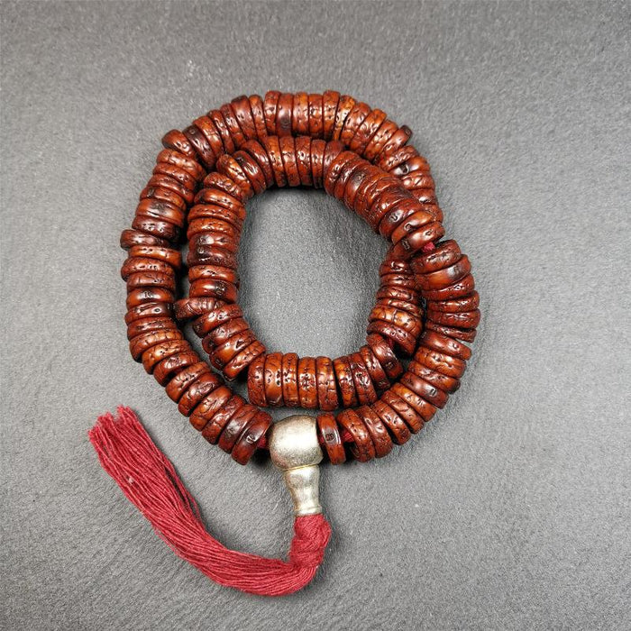 Old Bodhi Seed Mala 0.5" - Tibetan Buddhist mala beads, view 4