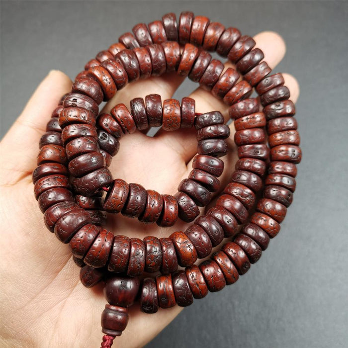 Old Bodhi Seed Mala 0.5" - Tibetan Buddhist mala beads, view 4