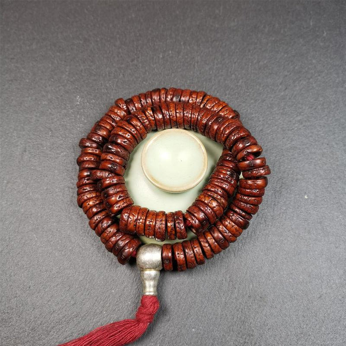 Old Bodhi Seed Mala 0.5" - Tibetan Buddhist mala beads, view 5