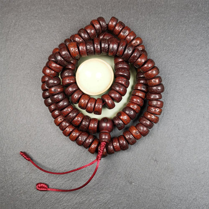 Old Bodhi Seed Mala 0.5" - Tibetan Buddhist mala beads, view 5