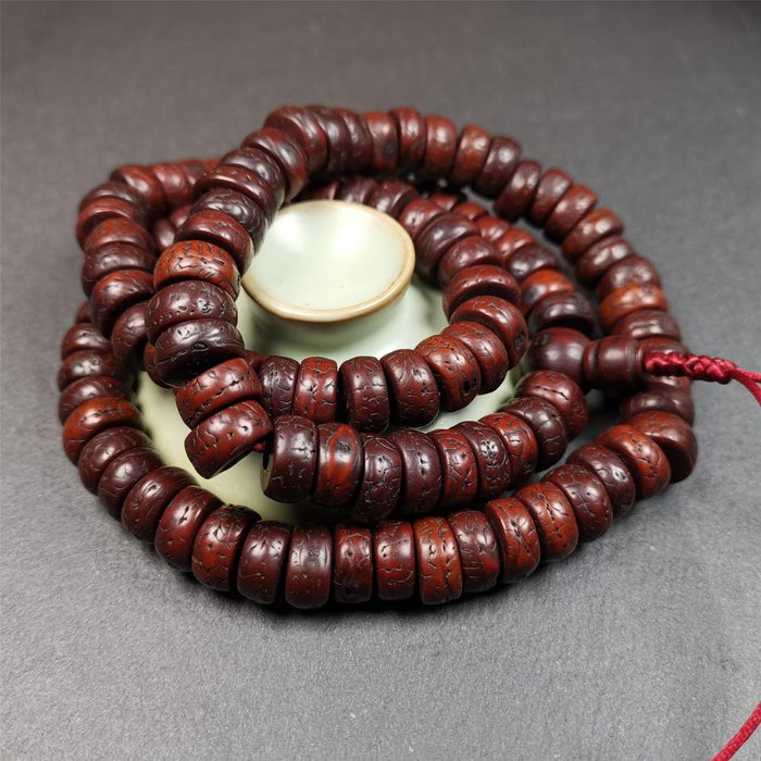 Old Bodhi Seed Mala 0.5" - Tibetan Buddhist mala beads, view 6