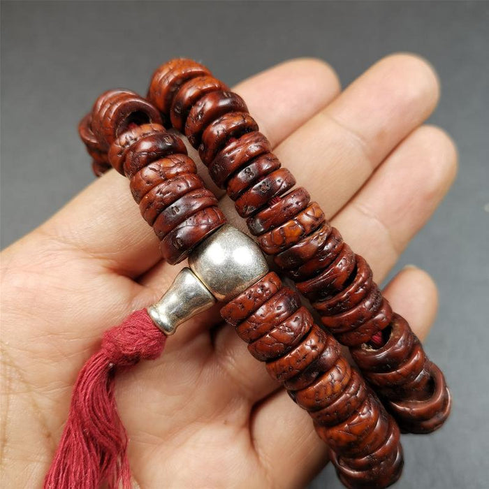 Old Bodhi Seed Mala 0.5" - Tibetan Buddhist mala beads, view 7