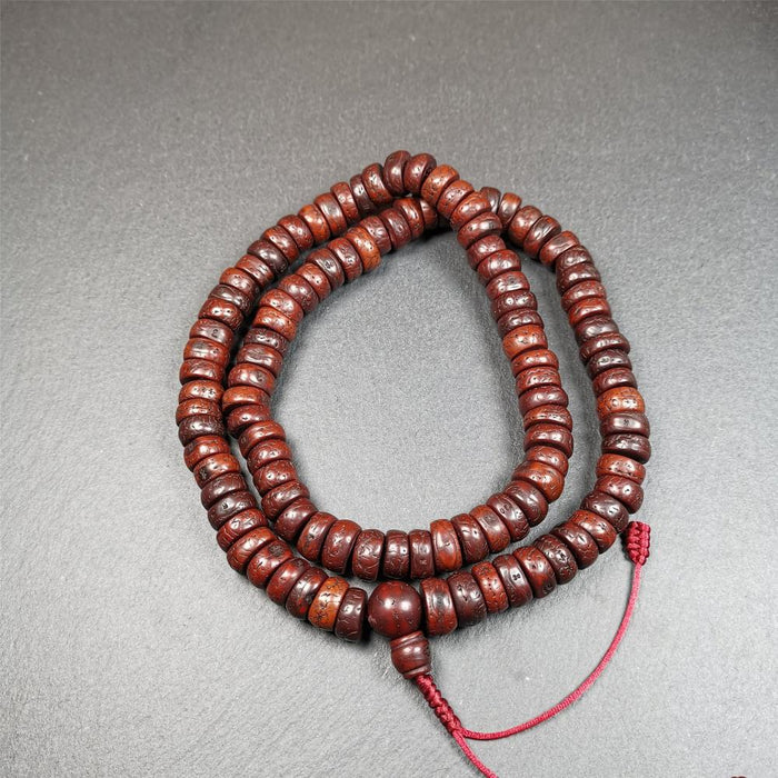 Old Bodhi Seed Mala 0.5" - Tibetan Buddhist mala beads, view 7