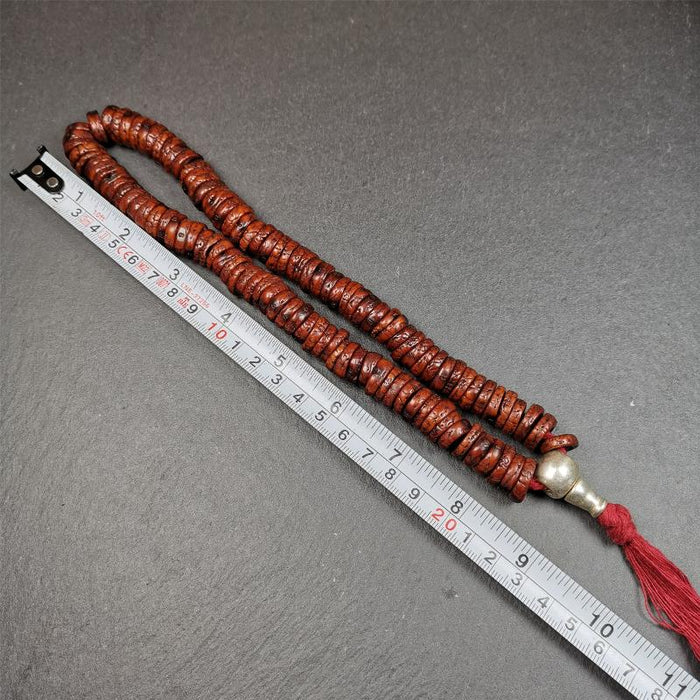 Old Bodhi Seed Mala 0.5" - Tibetan Buddhist mala beads, view 8