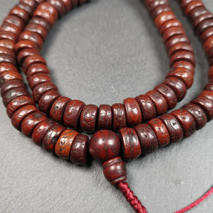 Old Bodhi Seed Mala 0.5" - Tibetan Buddhist mala beads, view 8