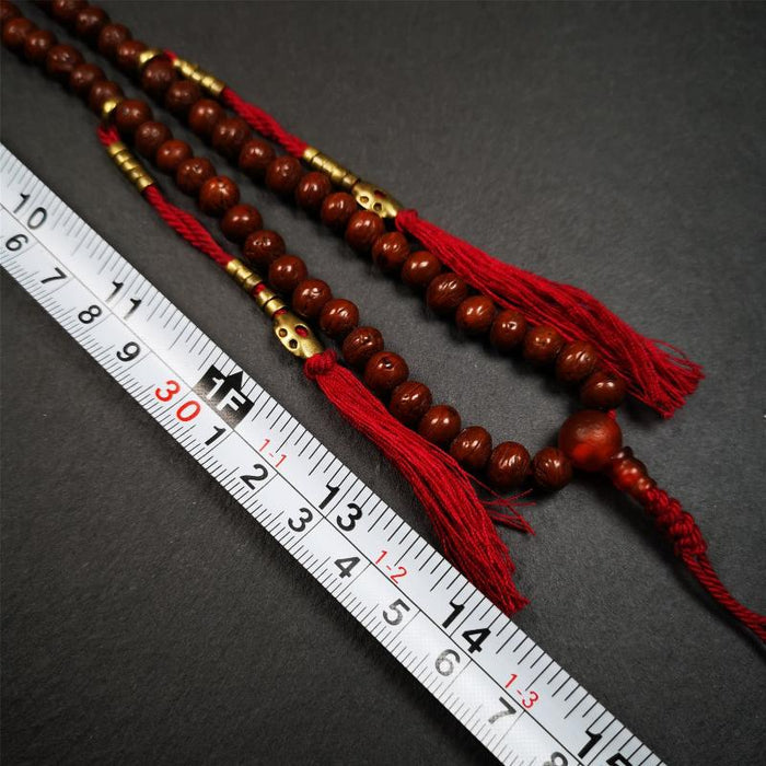 Old Indian Jujube Beads mala -30" - Tibetan Buddhist mala beads, view 7