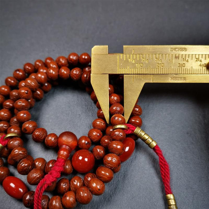 Old Indian Jujube Beads mala -30" - Tibetan Buddhist mala beads, view 8