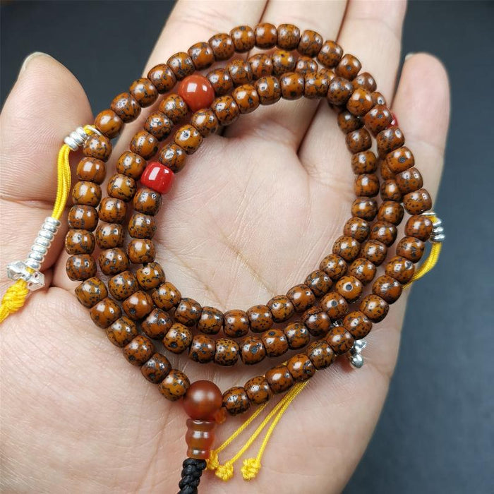 Old Lotus Seed Mala 0.24" - Tibetan Buddhist mala beads, view 4