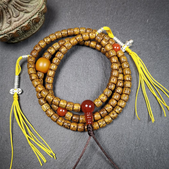 Old Lotus Seed Mala 0.24" - Tibetan Buddhist mala beads, view 4