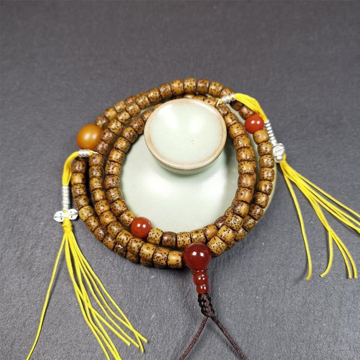 Old Lotus Seed Mala 0.24" - Tibetan Buddhist mala beads, view 5