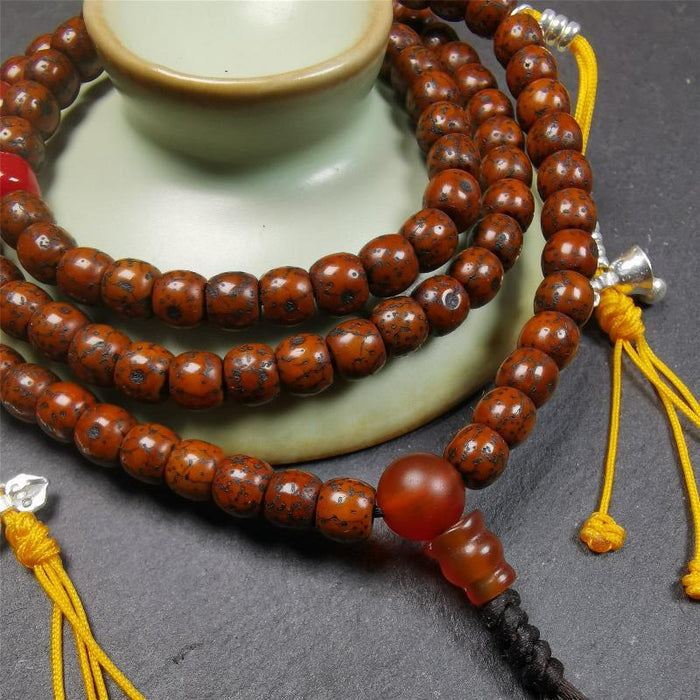 Old Lotus Seed Mala 0.24" - Tibetan Buddhist mala beads, view 6