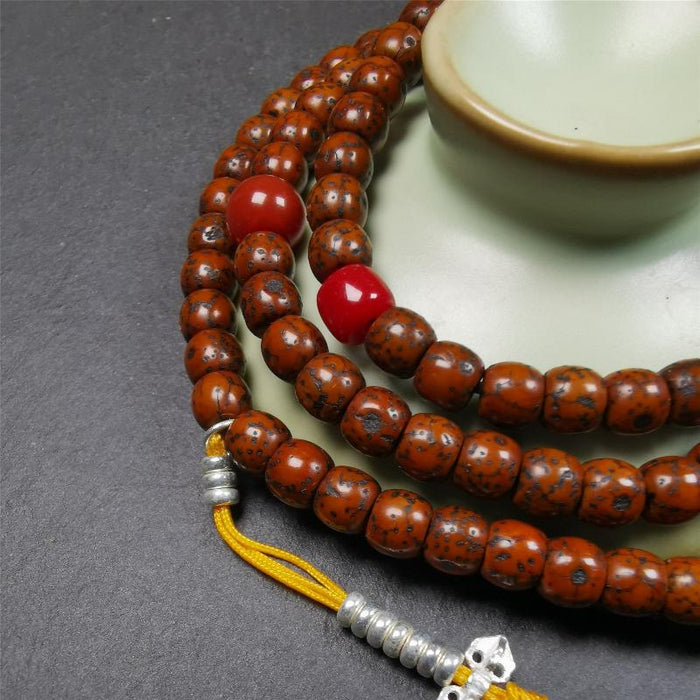 Old Lotus Seed Mala 0.24" - Tibetan Buddhist mala beads, view 7