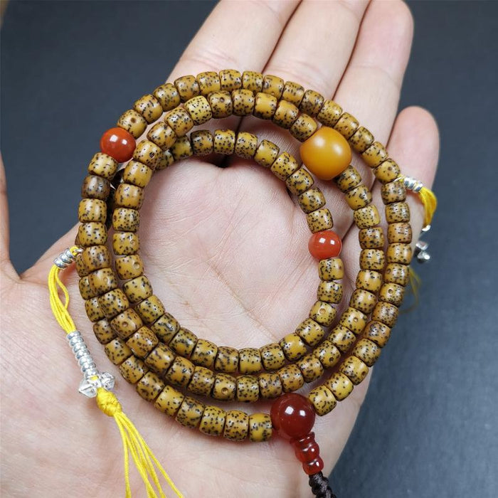 Old Lotus Seed Mala 0.24" - Tibetan Buddhist mala beads, view 7