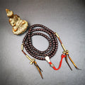 Old Lotus Seed Mala,0.32" - Tibetan Buddhist mala beads, front view