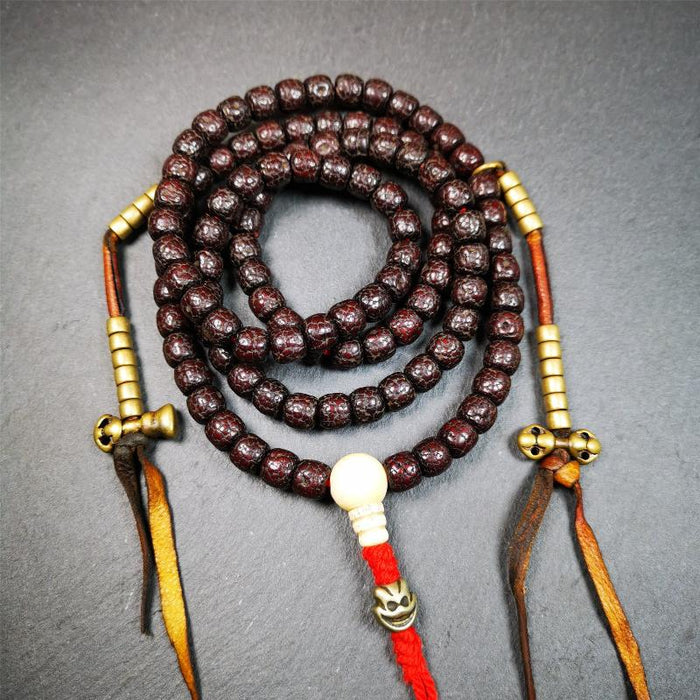 Old Lotus Seed Mala,0.32" - Tibetan Buddhist mala beads, view 4