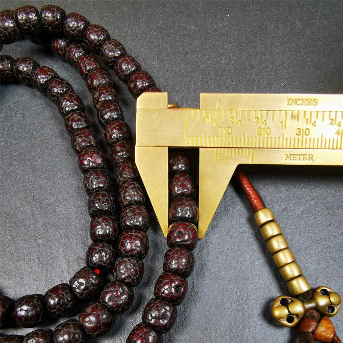 Old Lotus Seed Mala,0.32" - Tibetan Buddhist mala beads, view 7