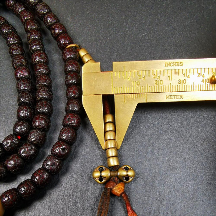 Old Lotus Seed Mala,0.32" - Tibetan Buddhist mala beads, view 8