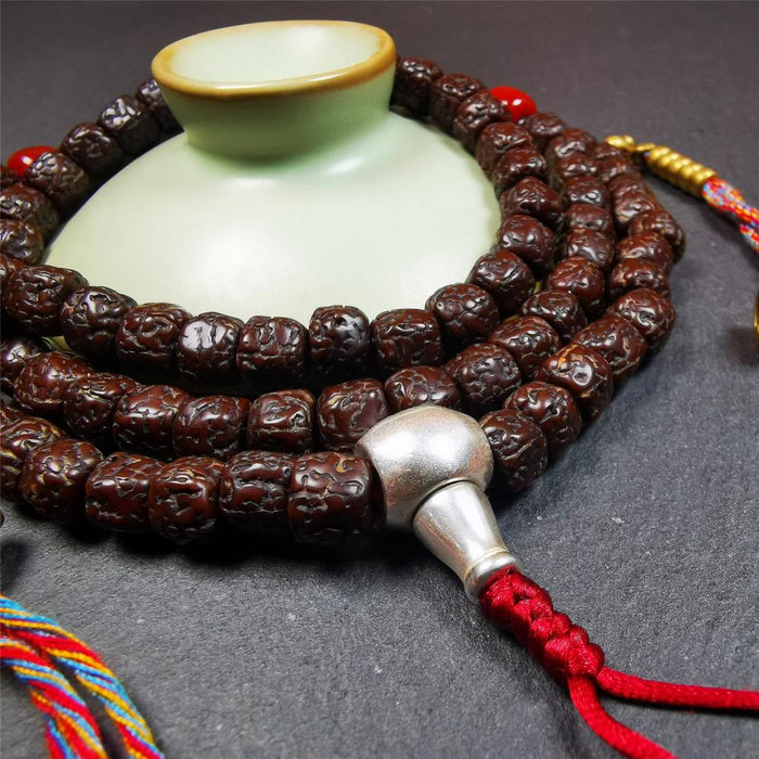 Old Rudraksha Mala 0.32" - Tibetan Buddhist mala beads, view 7