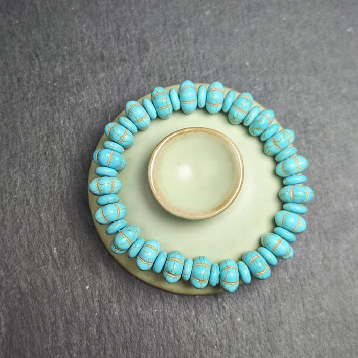 Old Turquoise Bracelet 7.4" Circumference - Tibetan Buddhist art, view 5