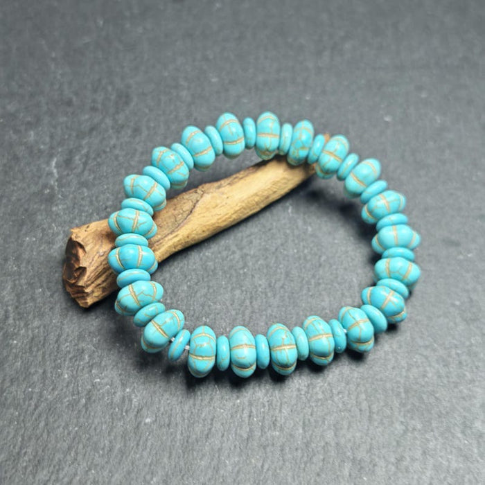 Old Turquoise Bracelet 7.4" Circumference - Tibetan Buddhist art, view 6