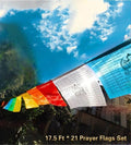Prayer Flags of Om Mani Padme Hum,17.5 Ft total 21 Flags - Tibetan Buddhist art, front view