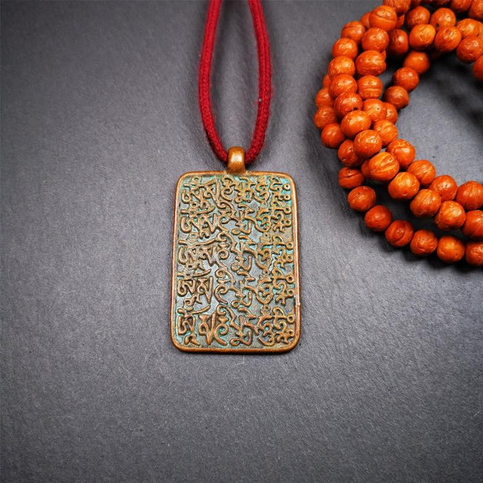 Om Melong 2.44" - Tibetan Buddhist art, detailed view