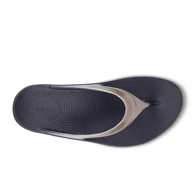 Oofos OOlala Luxe Sandal (Women) - Black/Latte Sandal - Thong - The Heel Shoe Fitters