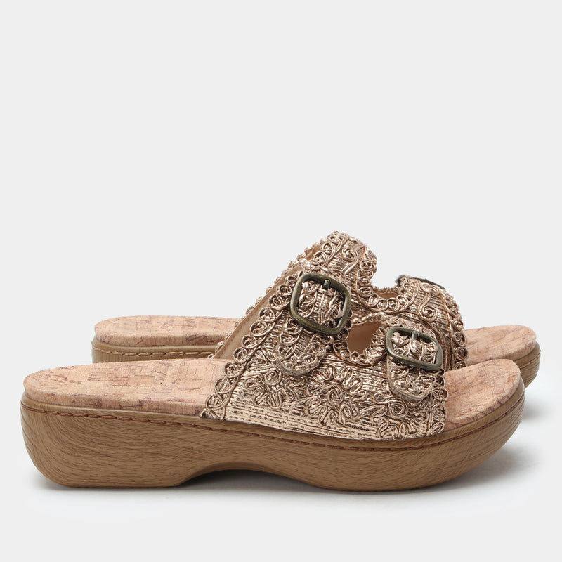 Oona Fancy Gold Sandal | Alegria Shoes