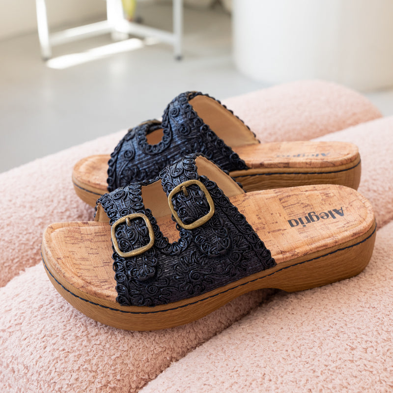 Oona Fancy Navy Sandal | Alegria Shoes