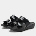 Orbyt Black Gloss Sandal | Alegria Shoes