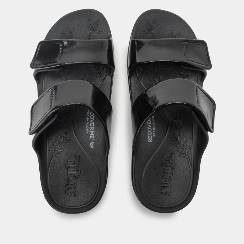 Orbyt Black Gloss Sandal | Alegria Shoes