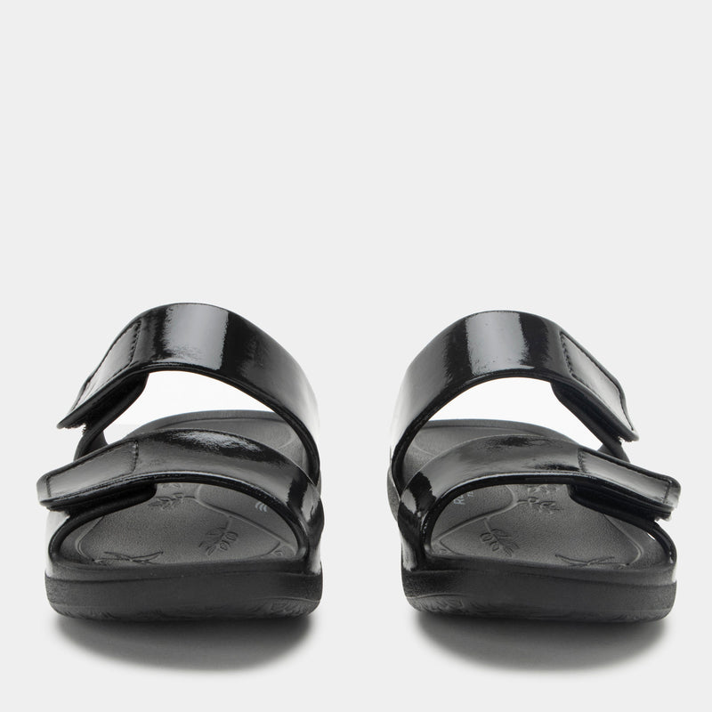 Orbyt Black Gloss Sandal | Alegria Shoes