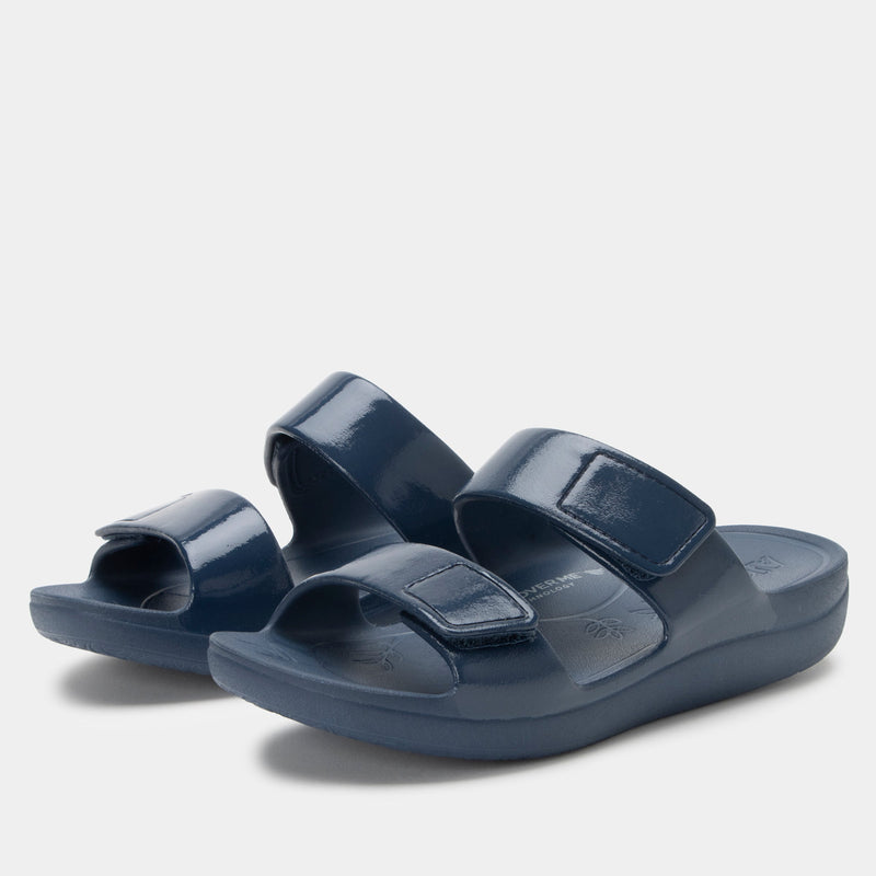 Orbyt Navy Gloss Sandal | Alegria Shoes